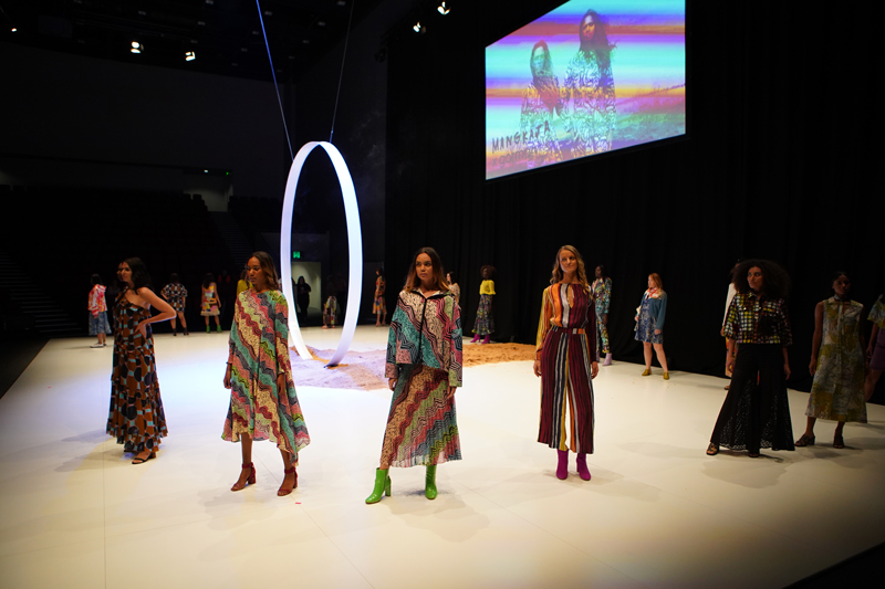 Mangkaja x Gorman on the catwalk for the Darwin Aboriginal Art Fair’s 2019 Country to Couture. Photo: Dylan Buckee/DAAF
