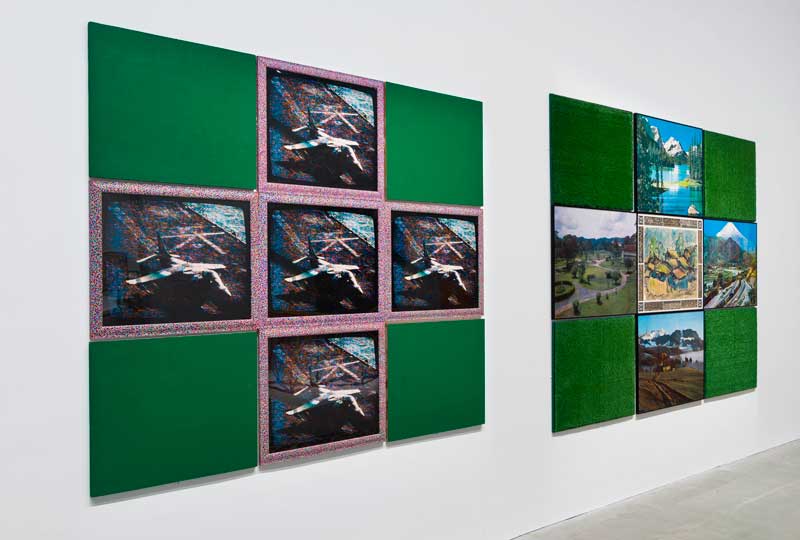 Rasheed Araeen, Forever Green, 1988, colour photographs, watercolour, plywood panels, Astroturf. Courtesy the artist, Rossi & Rossi, Hong Kong and London, Queensland Art Gallery | Gallery of Modern Art. Photo: Natasha Harth