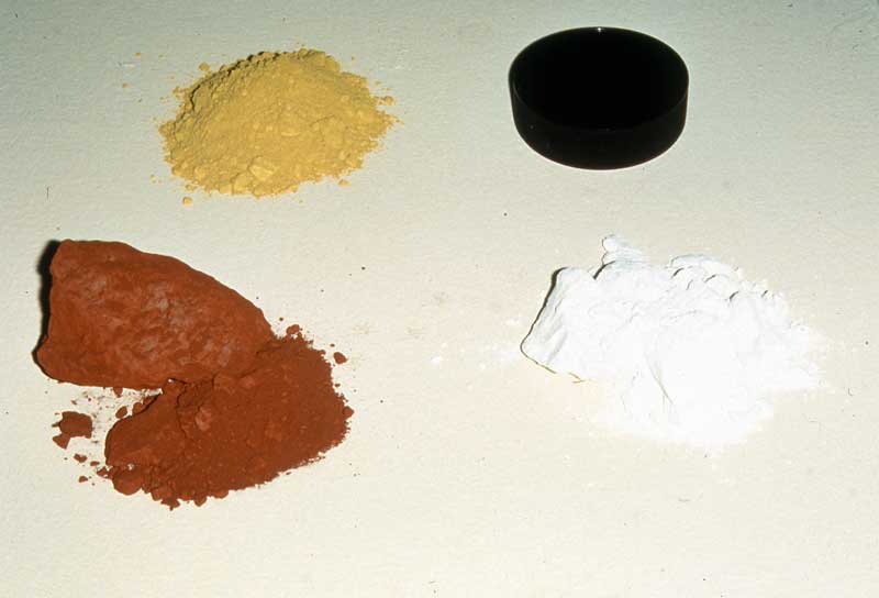 Queenie McKenzie (Gara-Gara), ochres used for making paint, installation view. Fremantle Arts Centre, 1994. Photo: John Kean