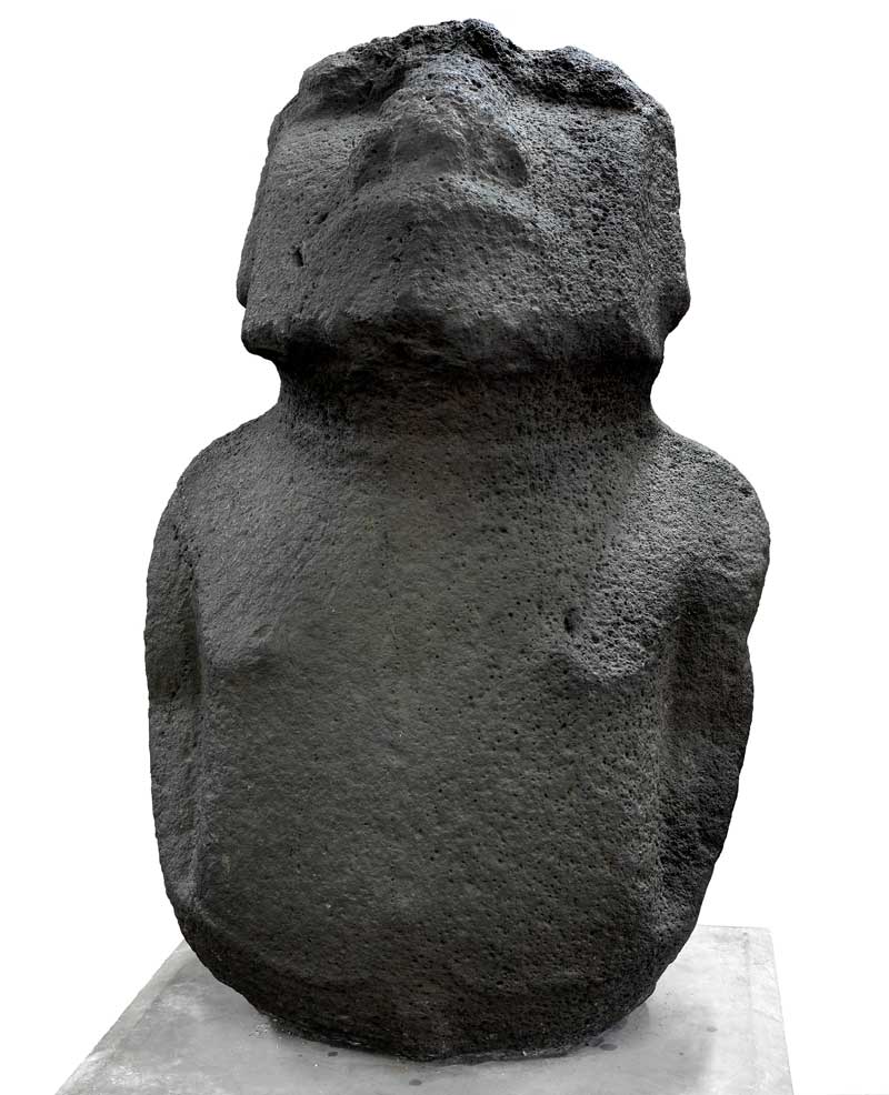 Moai Hava, Rapa Nui (Easter Island), c. 1100–1600, basalt. Photo © The Trustees of the British Museum