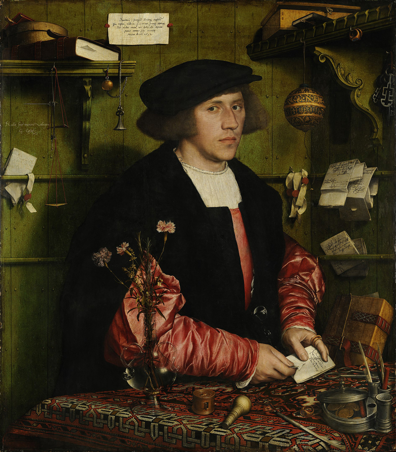 Hans Holbein, The Merchant Georg Giesz, 1532, oil and tempera on oak. Collection: Berlin State Museum