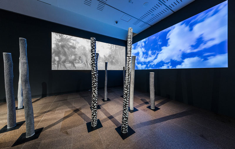 Ishmael Marika, installation view, Art Gallery of South Australia