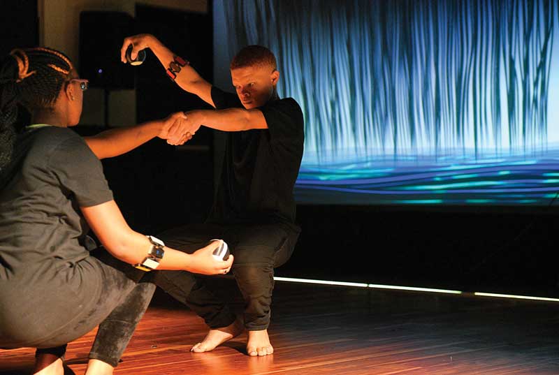 Jill Scott Eskin4 the Visually Impaired: C/U Ocean Scene, 2018, video still with two learners from Lincoln Special Schoo, Nozipho Zungu and Vusymvideo still. Photo: Marille Hahne