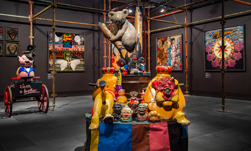 Karla Dickens, Dickensian Country Show, installation view, Art Gallery of South Australia, 2020 Adelaide Biennial of Australian Art: Monster Theatres. Photo: Saul Steed