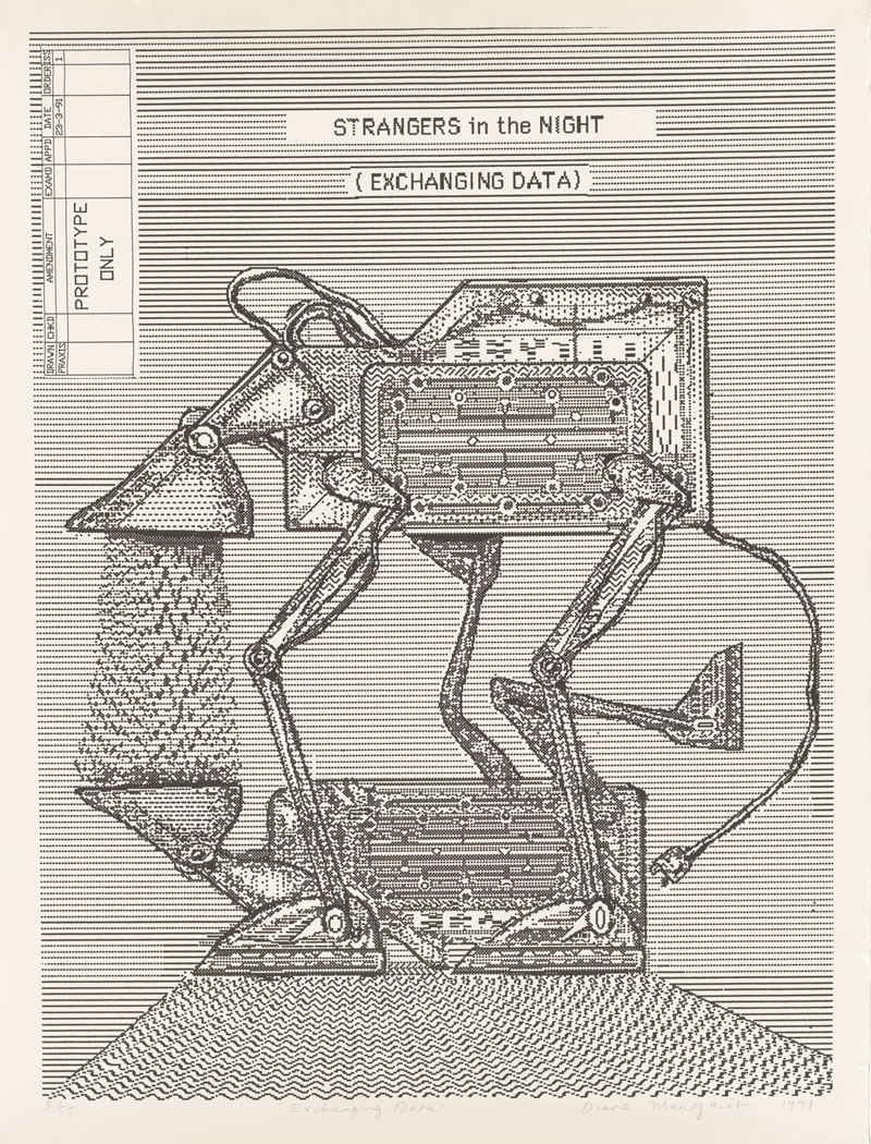 Diana Mantzaris, print, Exchanging Data, 1991