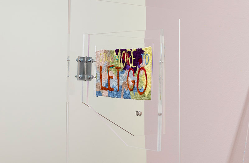Raquel Ormella All these small intensities, 2017 (detail), silk and cotton embroidery thread on linen and Perspex. dimensions variable, courtesy the artist and Milani Gallery, Brisbane © the artist. Photo: Christian Capurro
