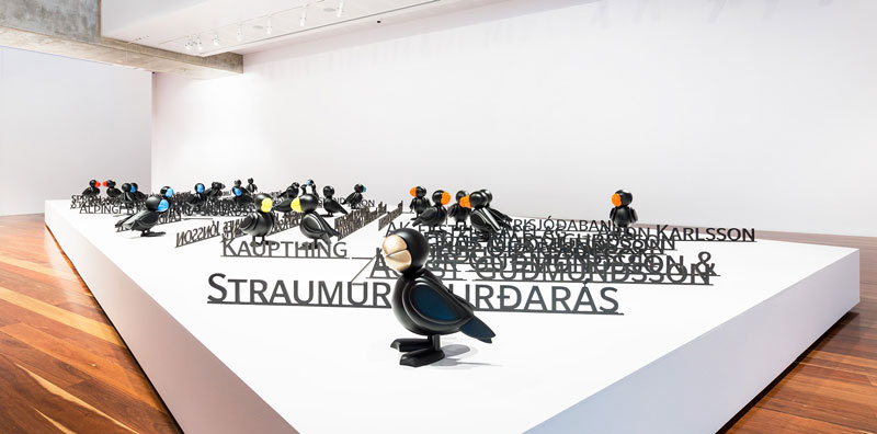 Installation view, Emily Floyd, Icelandic Puffins