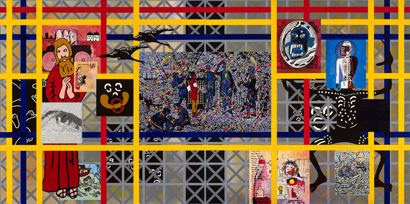 Gordon Bennett, Home Decor (Algebra) Ocean, 1998, synthetic polymer paint on linen in two parts. Gift of The Hon. Paul Guest OAM QC under the Cultural Gifts Program 2018. Collection: Bendigo Art Gallery © The Estate of Gordon Bennett