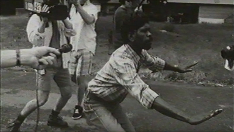 Warwick Thornton, Payback, 1996, film transferred to video, monochrome, 10m 20s Griffith University Art Collection. Purchased with assistance from the Australian Government through the Australia Council, its arts funding and advisory body, 1996. Courtesy the artist and Anna Schwartz Gallery, Melbourne