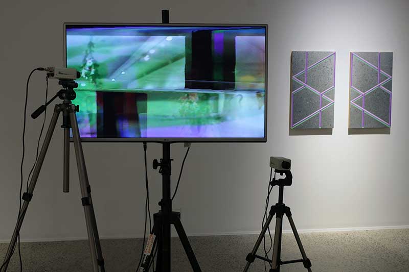 Pia Van Gelder, You or Me?, 2011 (foreground); Adrian de Giorgio, Twins, 2016. Installation view, Bathurst Regional Art Gallery. Photo: Julian Woods