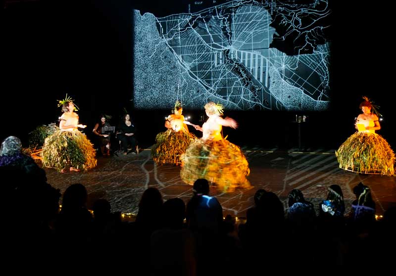 Unbound Collective performing Sovereign Acts III: REFUSE, 2018, at the Vitalstatistix, Climate Century Festival, Port Adelaide. Photo: Tony Kearney