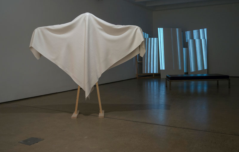 Archie Moore, Bogeyman, 2017, paint and wood. Commissioned by the IMA with the support of Creative Sparks, Brisbane City Council. Courtesy of the artist and The Commercial; Gabriella Mangano and Silvana Mangano, 39 Steps, single-channel video installation. Commissioned by the IMA. Courtesy of the artists and Anna Schwartz Gallery, Melbourne.