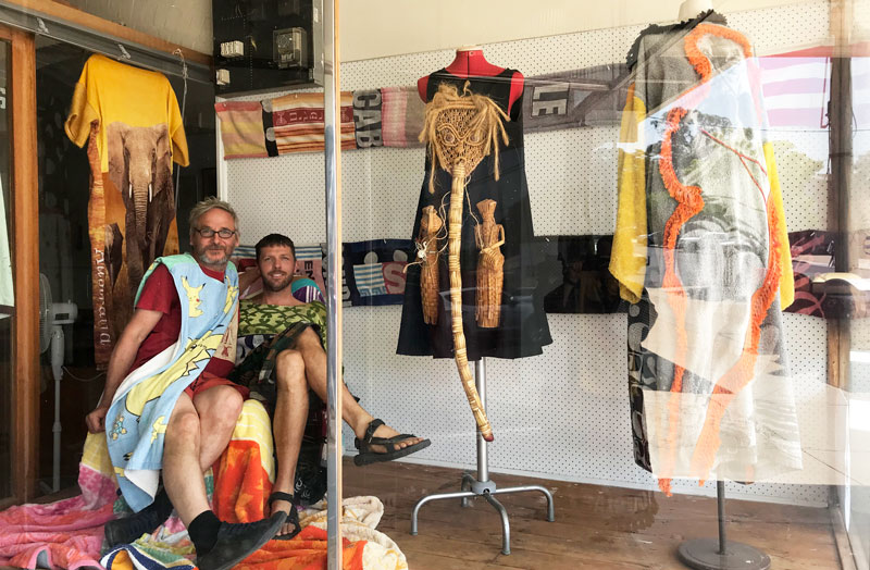 Rachel Buckeridge and Alba Stephens, Circumnavigate Kandos in Our Clothes, Kandos Projects. Dressers in the window: XXX and Nick Keys. Photo: Alba Stephens