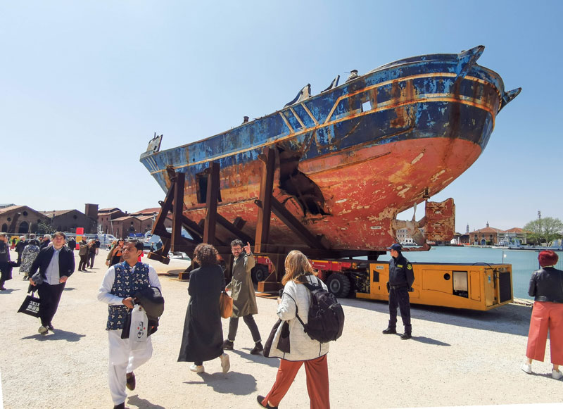 Christoph Büchel, Barca Nostra, 2018–19 (shipwreck, 18 April 2015), Arsenale, Venice. Photo: Marco Marcon