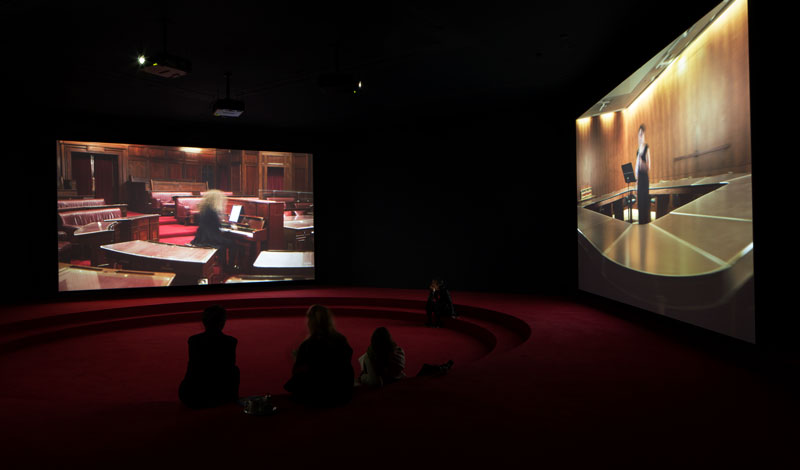 Angelica Mesiti, Assembly, 2019, three-channel video installation, Pavilion of Australia, La Biennale di Venezia. Photo: Marco Marcon