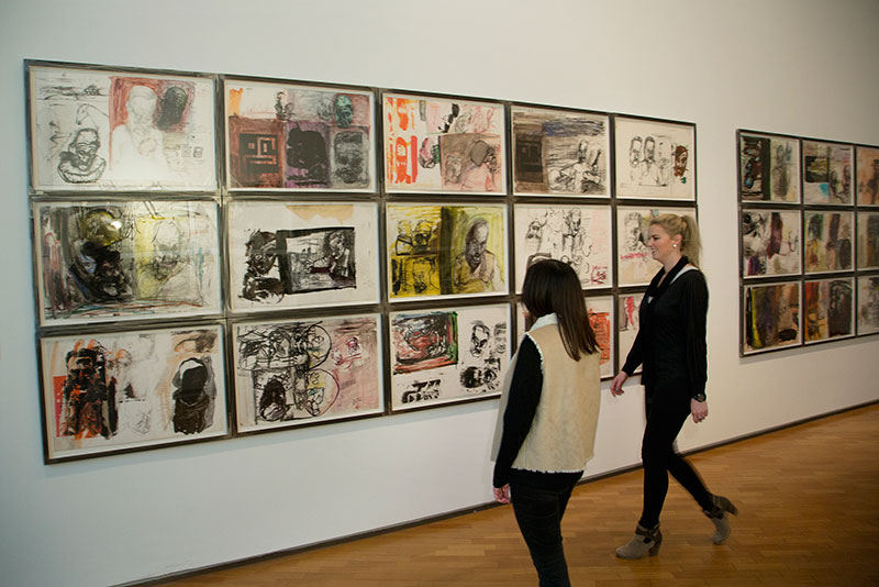 Mike Parr, installation view, Double-sided drawing boards