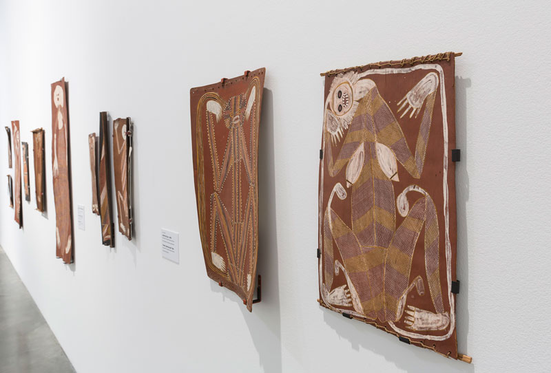 Installation view, John Mawurndjul: I Am the Old and the New, Museum of Contemporary Art Australia. Photo: Jessica Maurer. Courtesy and © the artist