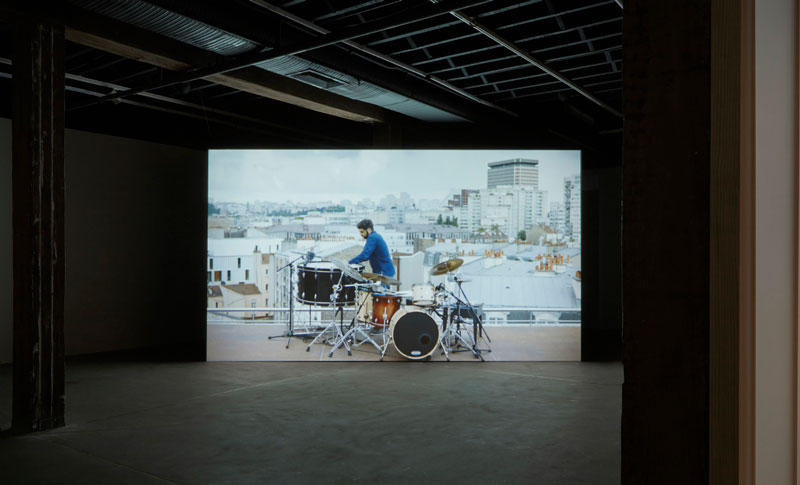 Angelica Mesiti, Relay League, 2017, three-channel video, 8 minutes, installation view, Artspace, Sydney. Courtesy the artist; Anna Schwartz Gallery, Melbourne; and Galerie Allen, Paris. Photo: Zan Wimberley