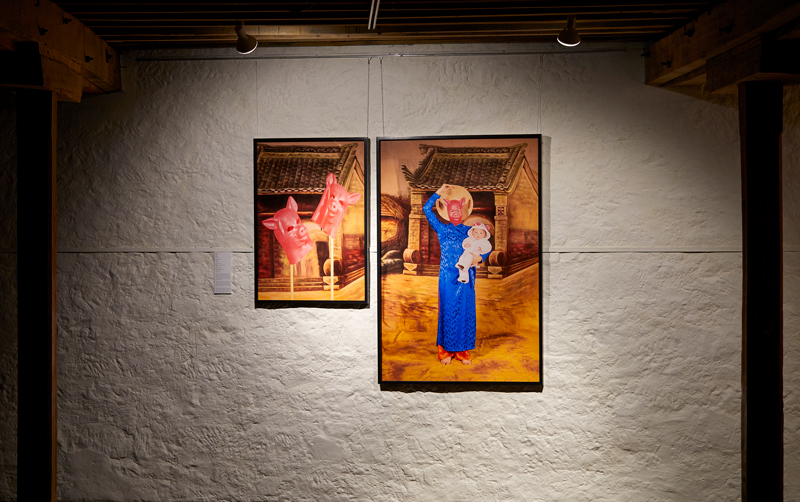 Slippage, Drunken Swine, 2019, (diptych) pigment print, steel, acrylic mirror, wood. Photo: Rémy Chauvin