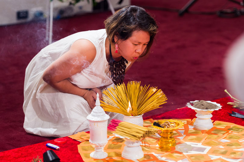 Opening night performance, Anida Yoeu Ali, The Red Chador: In Memorium, Photo; Daniel Purvis