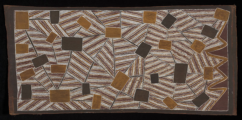 Mawalan Marika, Sydney from the Air, 1963, natural pigments on bark, National Museum of Australia, Canberra. Photo: VG Bild-Kunst, Bonn 2016