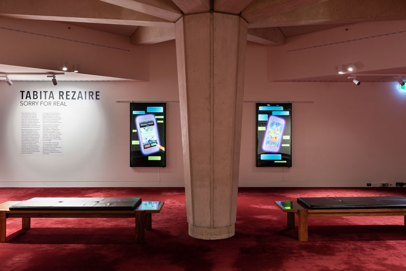 Tabita Rezaire: Sorry for Real. Installation view, Adelaide Festival Centre. Courtesy OzAsia