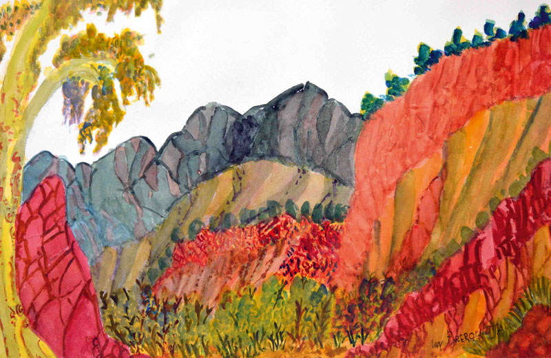 Ivy Pareroutlja, watercolour after Namatjira