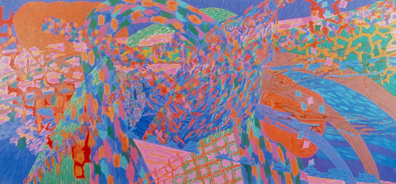 Virginia Cuppaidge, Center of the Beginning, 1988, oil on canvas. Presented in 2002 by Mrs Judy Cuppaidge Newcastle Art Gallery collection. Courtesy the artist 