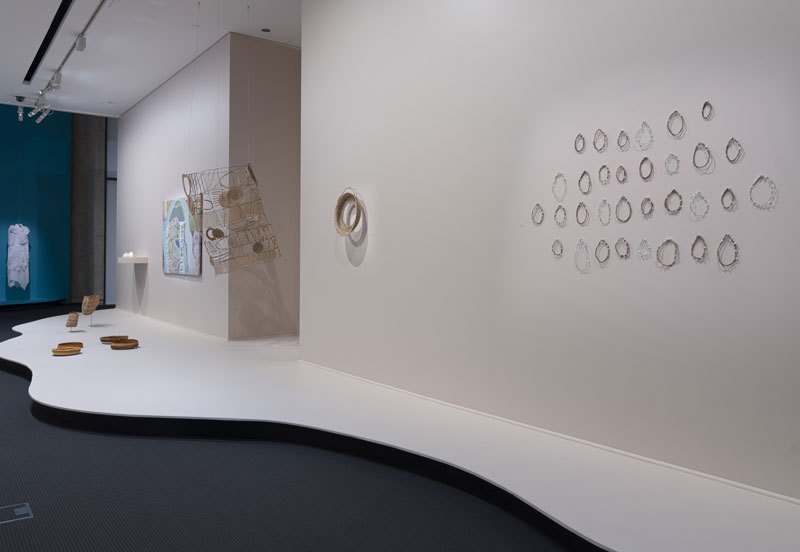 Installation view, Weaving the Way, The University of Queensland Art Museum, Brisbane. Photo: Carl Warner